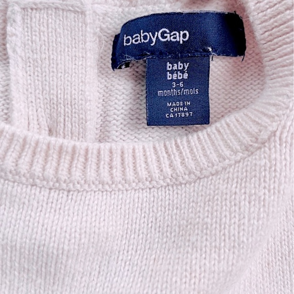 💥3/$20💥3-6M Gap Soft Sweater Dress, Long-Sleeve, Cream Red Gold Blue Stripes - Picture 9 of 10